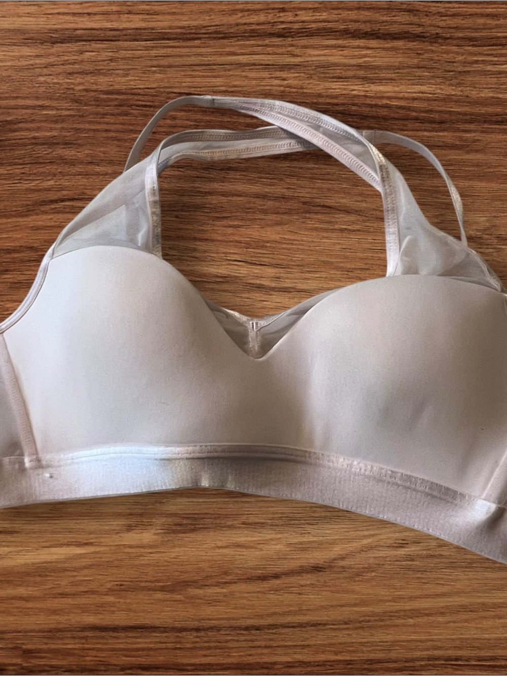 Victoria’s Secret Pale Light Pink Mesh Strappy Molded Cup Bra Size 34B